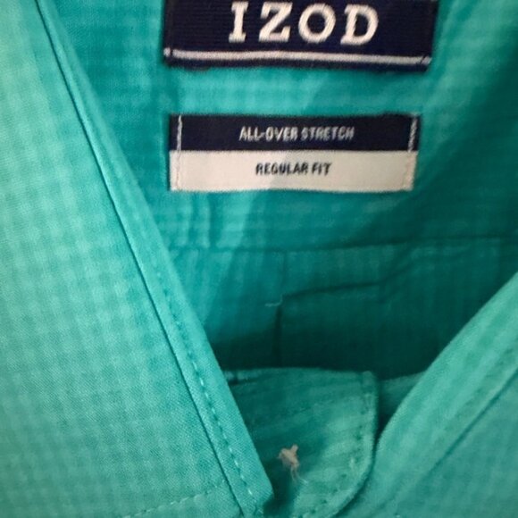 Izod Teal All-Over Stretch Shirt - Picture 2 of 5